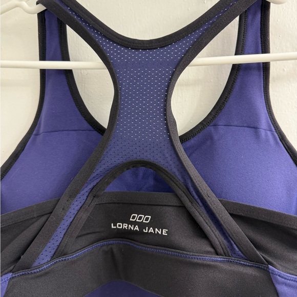 Lorna Jane Sports Bra Size M Racerback Blue Removable Pads Yoga Workout Fitness - Picture 3 of 5